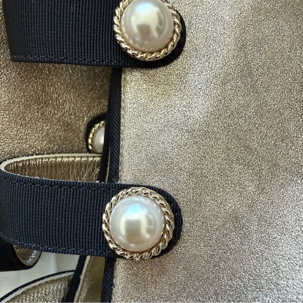 NEW!! Chanel 2018 Gold Toe Leather Pearl Button Boots Heels 38 EU Retail 1400$